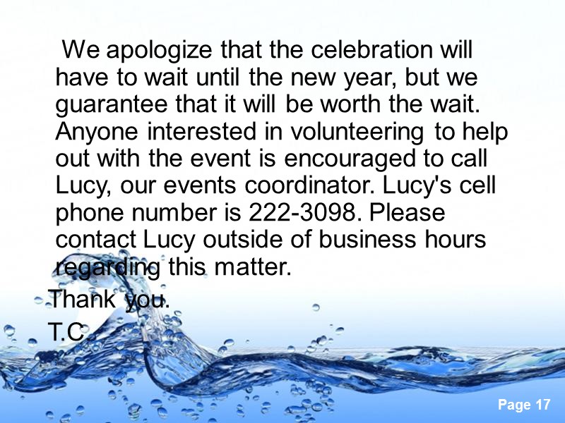 We apologize that the celebration will have to wait until the new year, but